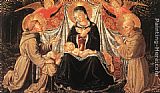 Benozzo Di Lese Di Sandro Gozzoli Famous Paintings - Madonna and Child with Sts Francis and Bernardine, and Fra Jacopo
